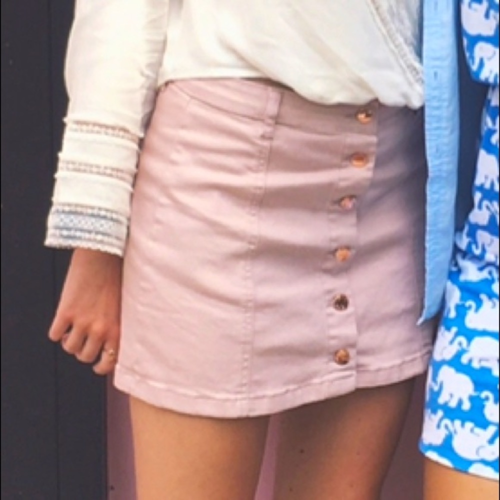 Pink button up mini skirt